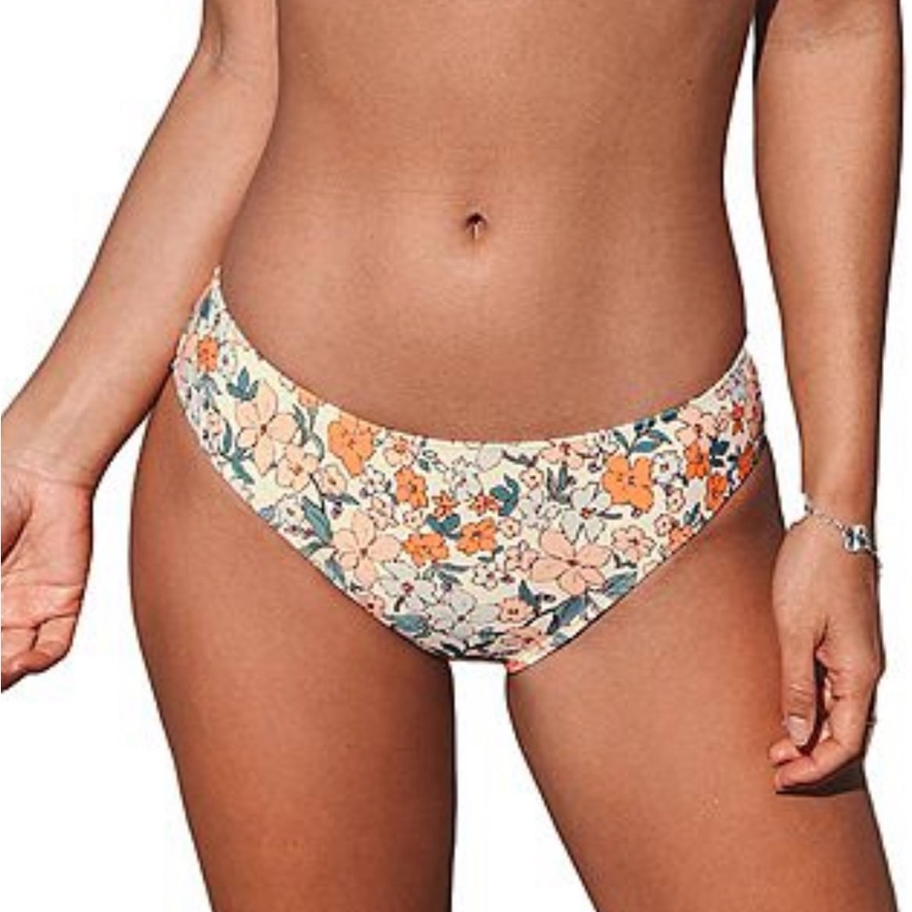 Cupshe NWT Bikini Bottom Apricot Ditsy Floral Ribbed Size M